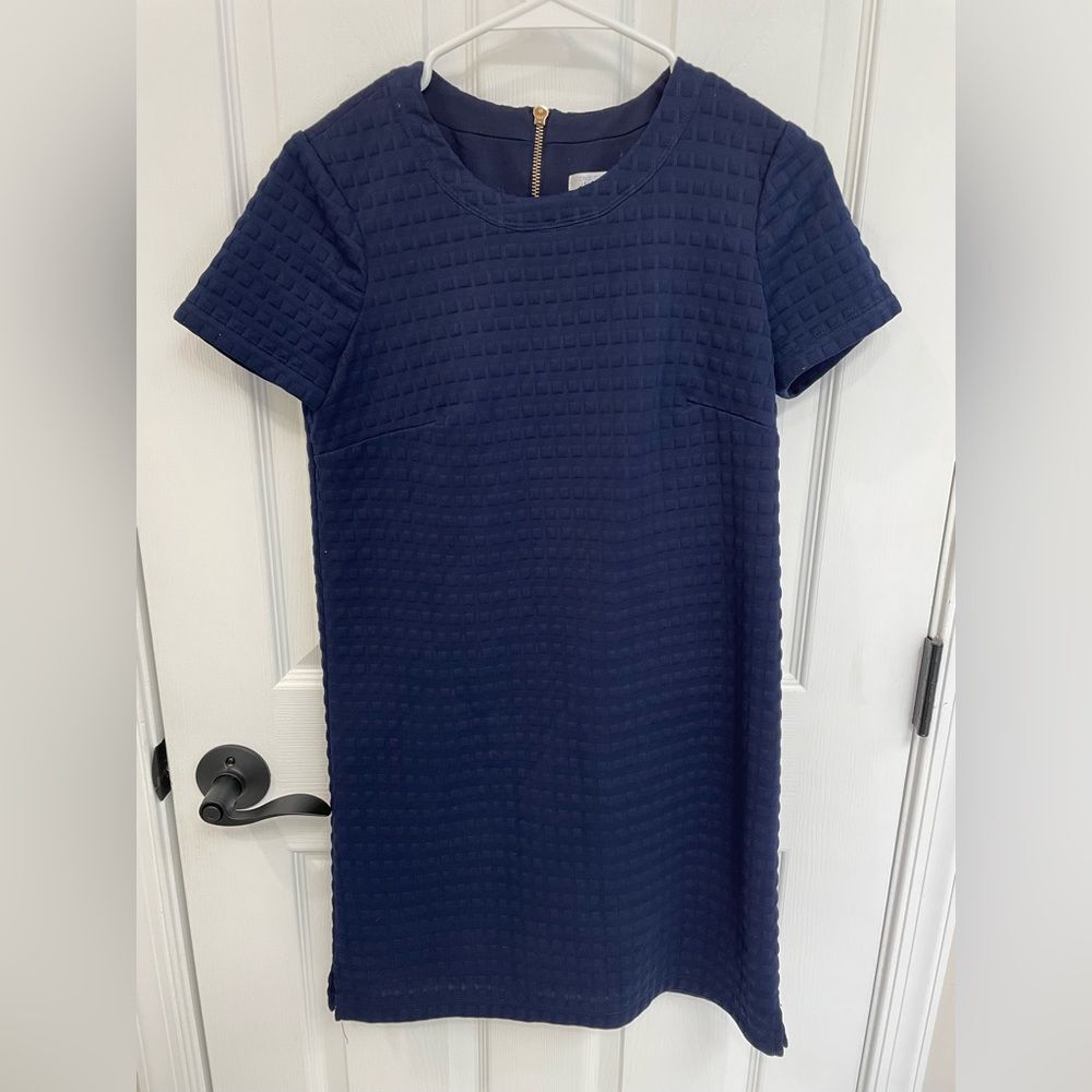London Times Petites Navy Blue Quilted Mini Dress Fully Lined Women’s Size 4P